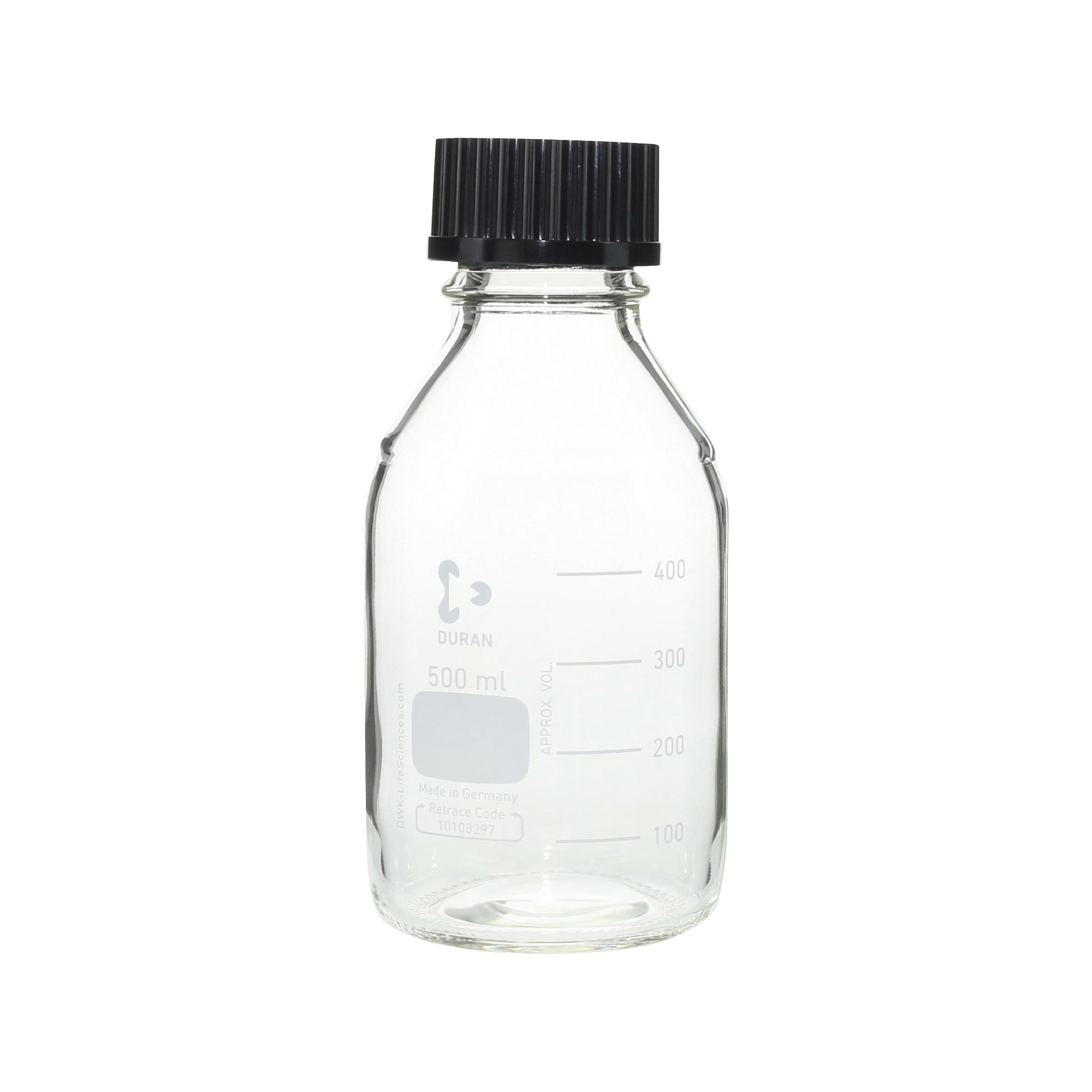 ねじ口びん(メジュームびん) 黒キャップ付 500mL