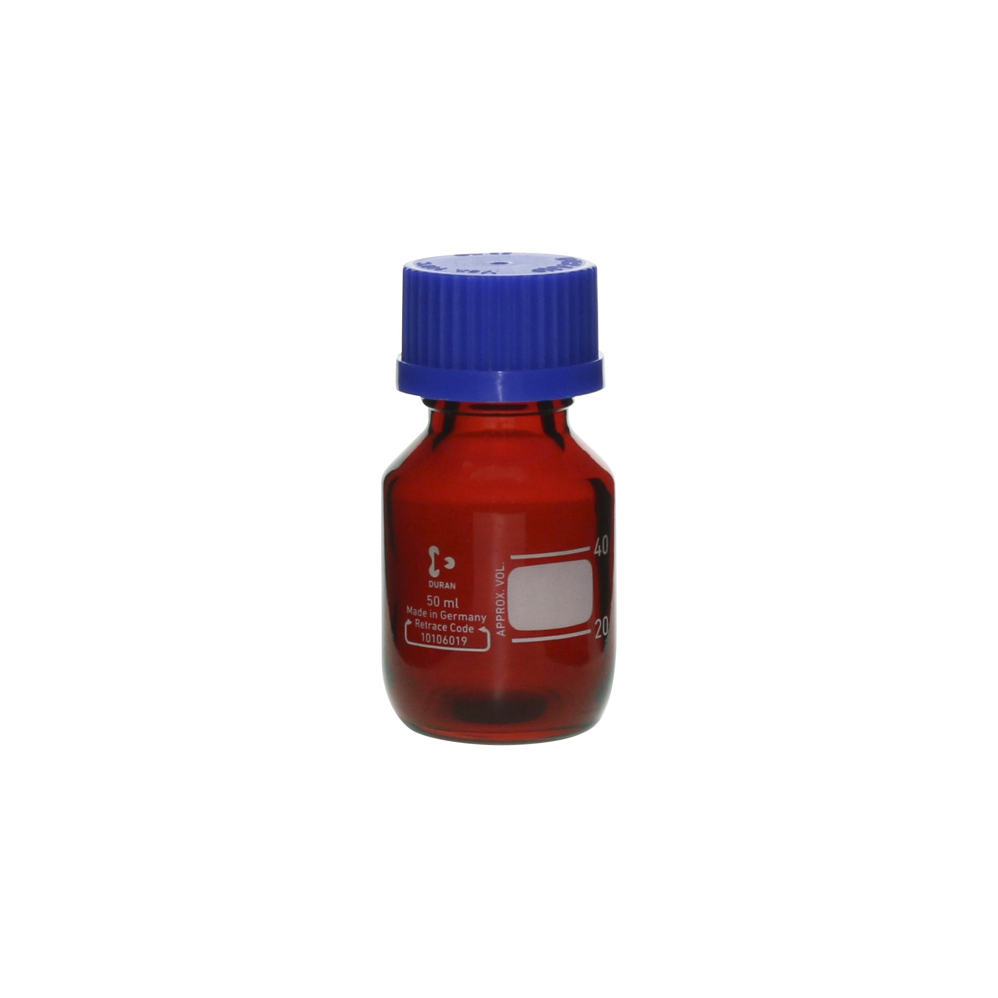ねじ口びん(メジュームびん) 茶褐色 青キャップ付 50mL
