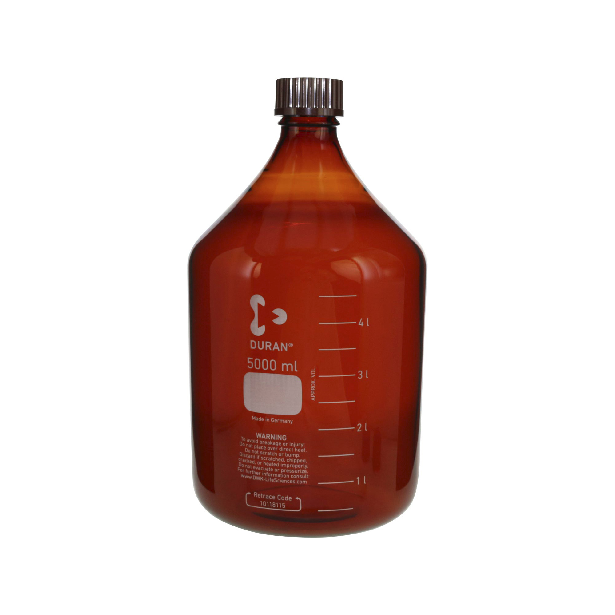 ねじ口びん(メジュームびん) 茶褐色 赤キャップ付 5L