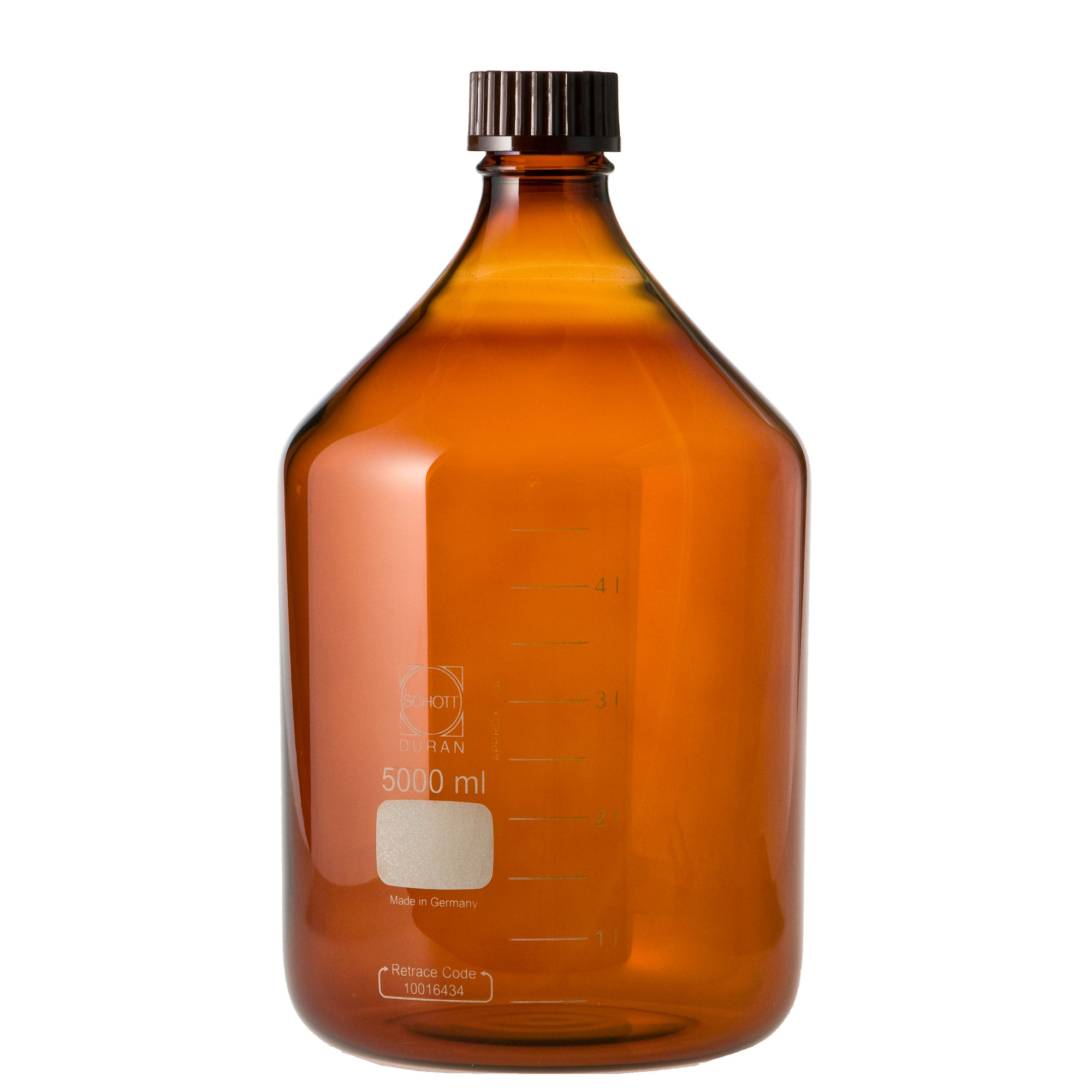 ねじ口びん(メジュームびん) 茶褐色 赤キャップ付 5L