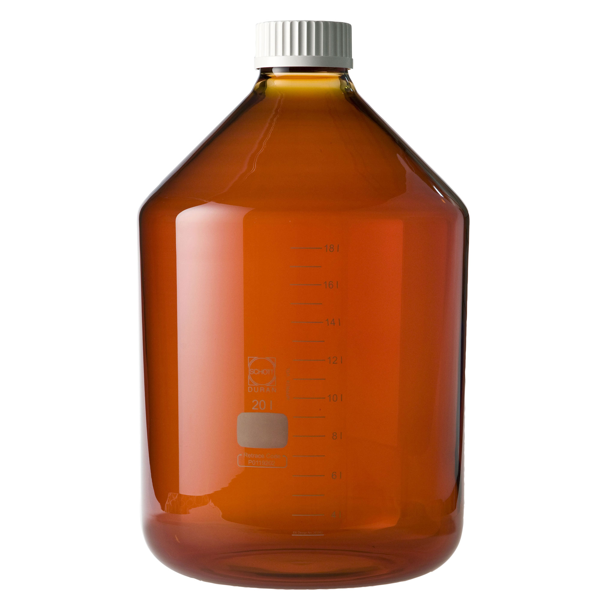 ねじ口びん 広口 茶褐色 白キャップ付 20L