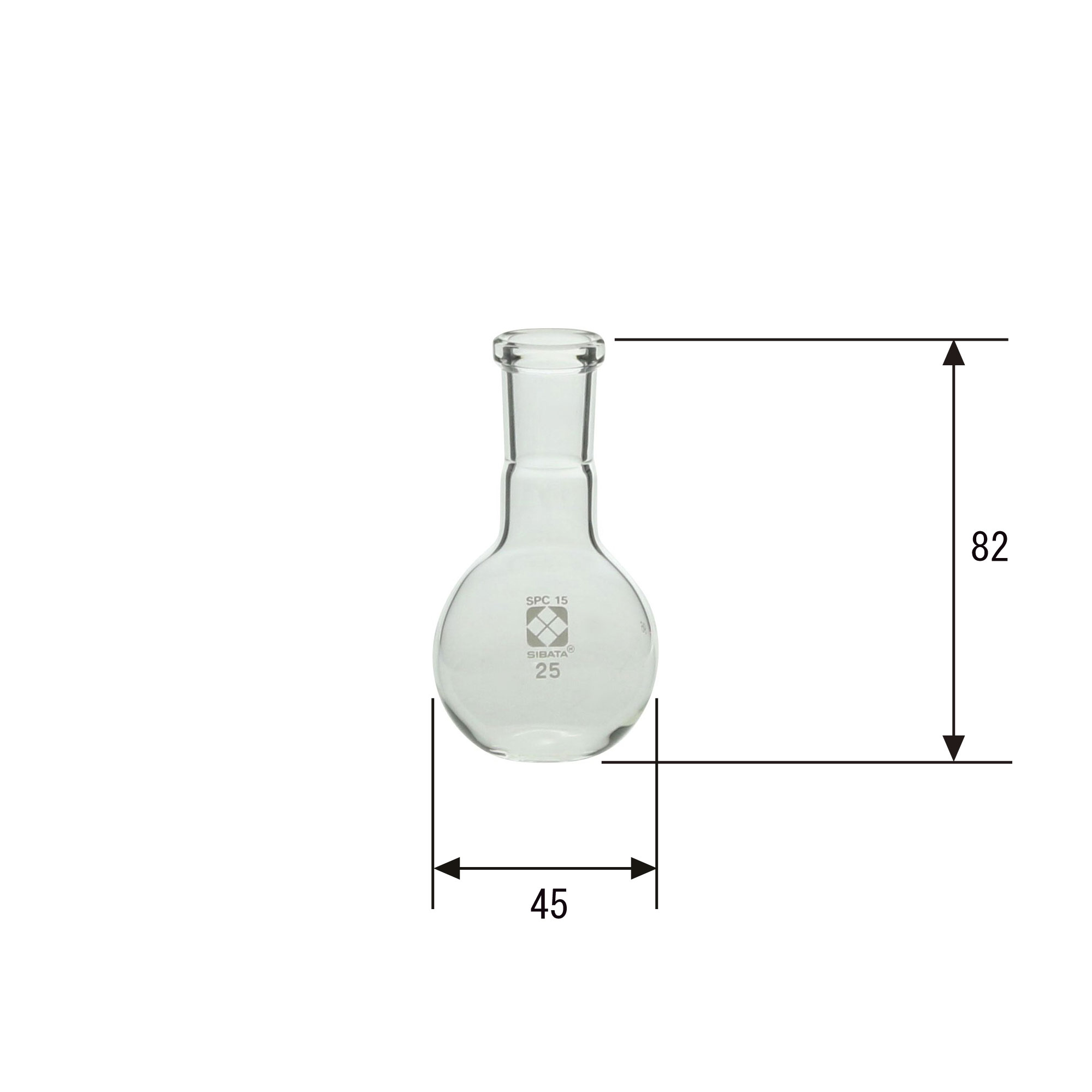 SPCセミ･ミクロソックスレー脂肪抽出器 SPC透明ジョイント用 SPC平底フラスコ 25mL SPC-15