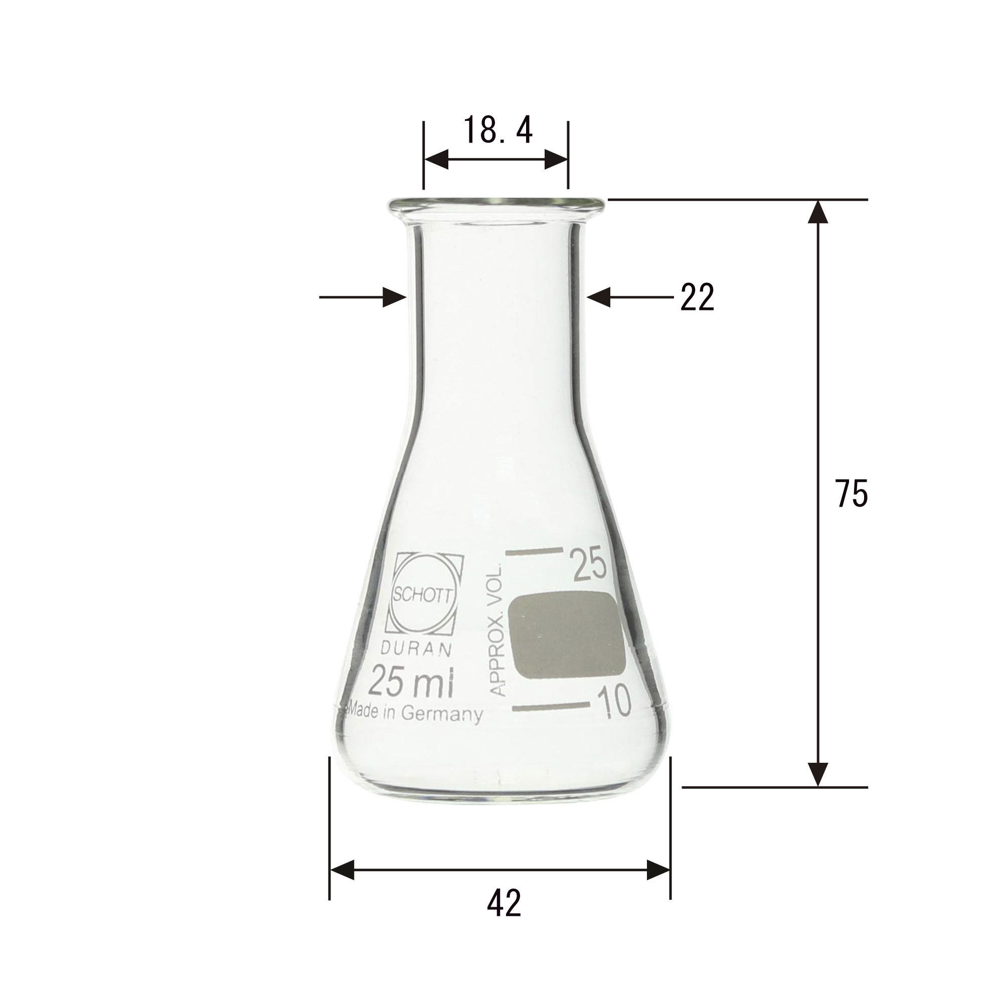 スーパー肉厚三角フラスコ 25mL