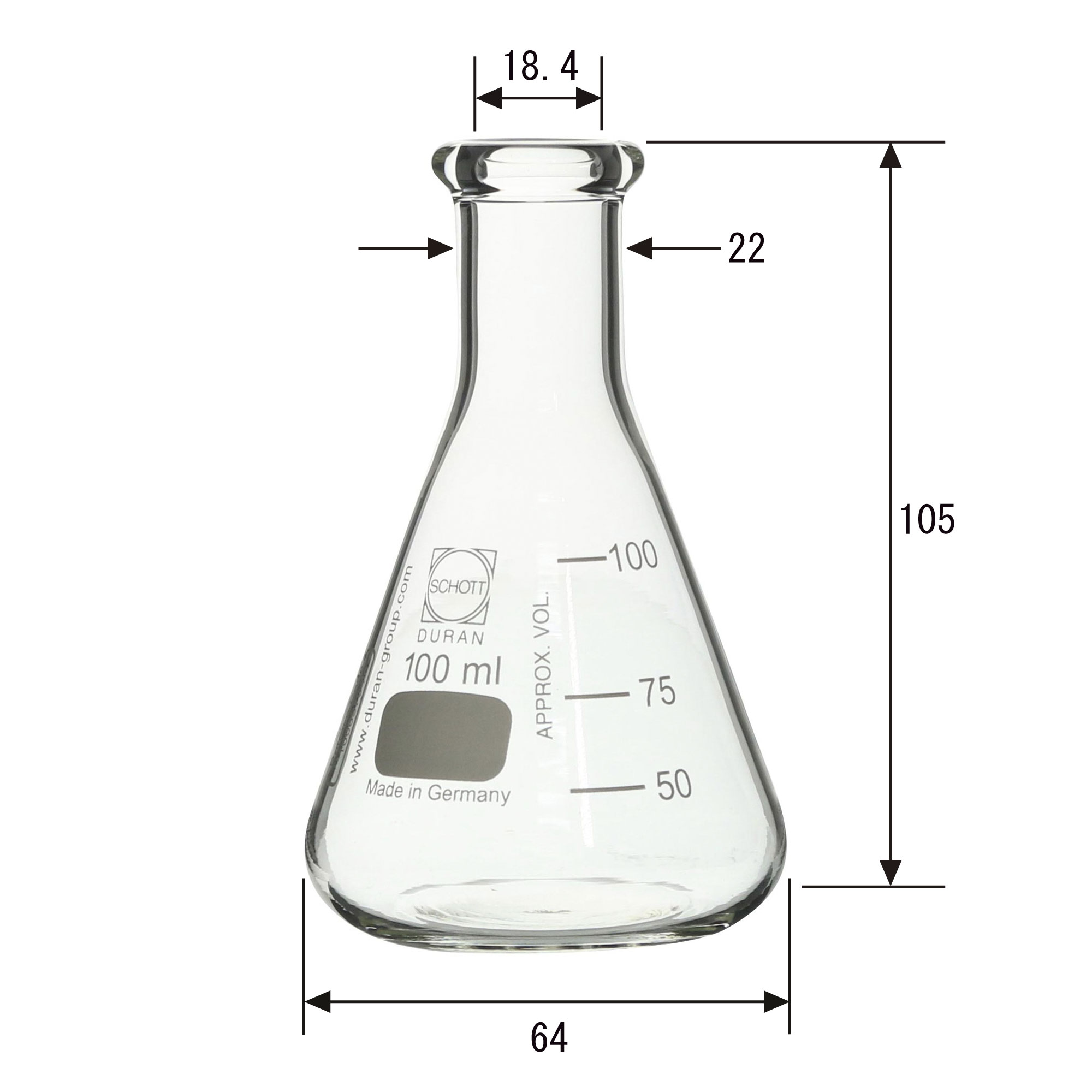 スーパー肉厚三角フラスコ 100mL