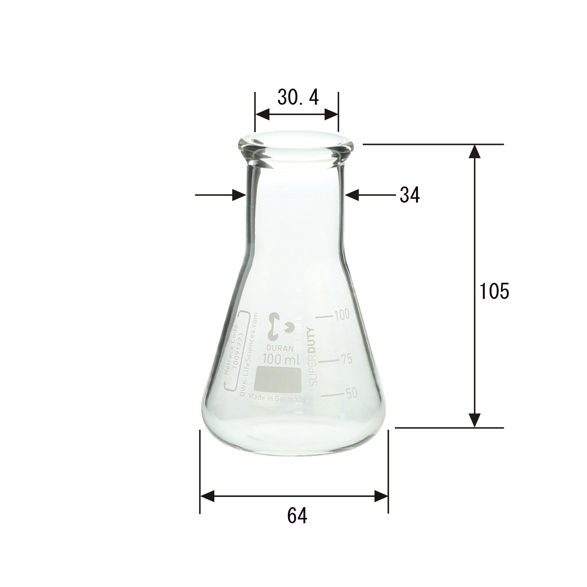スーパー肉厚三角フラスコ 100mL