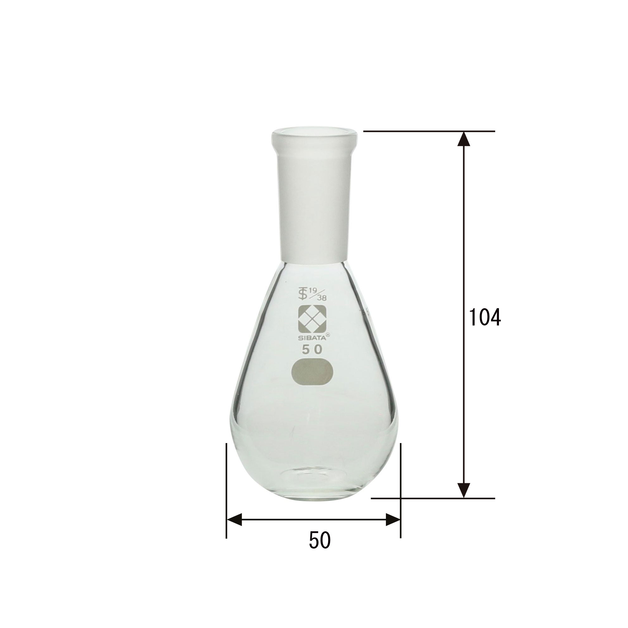 共通摺合平底ナス形フラスコ 50mL