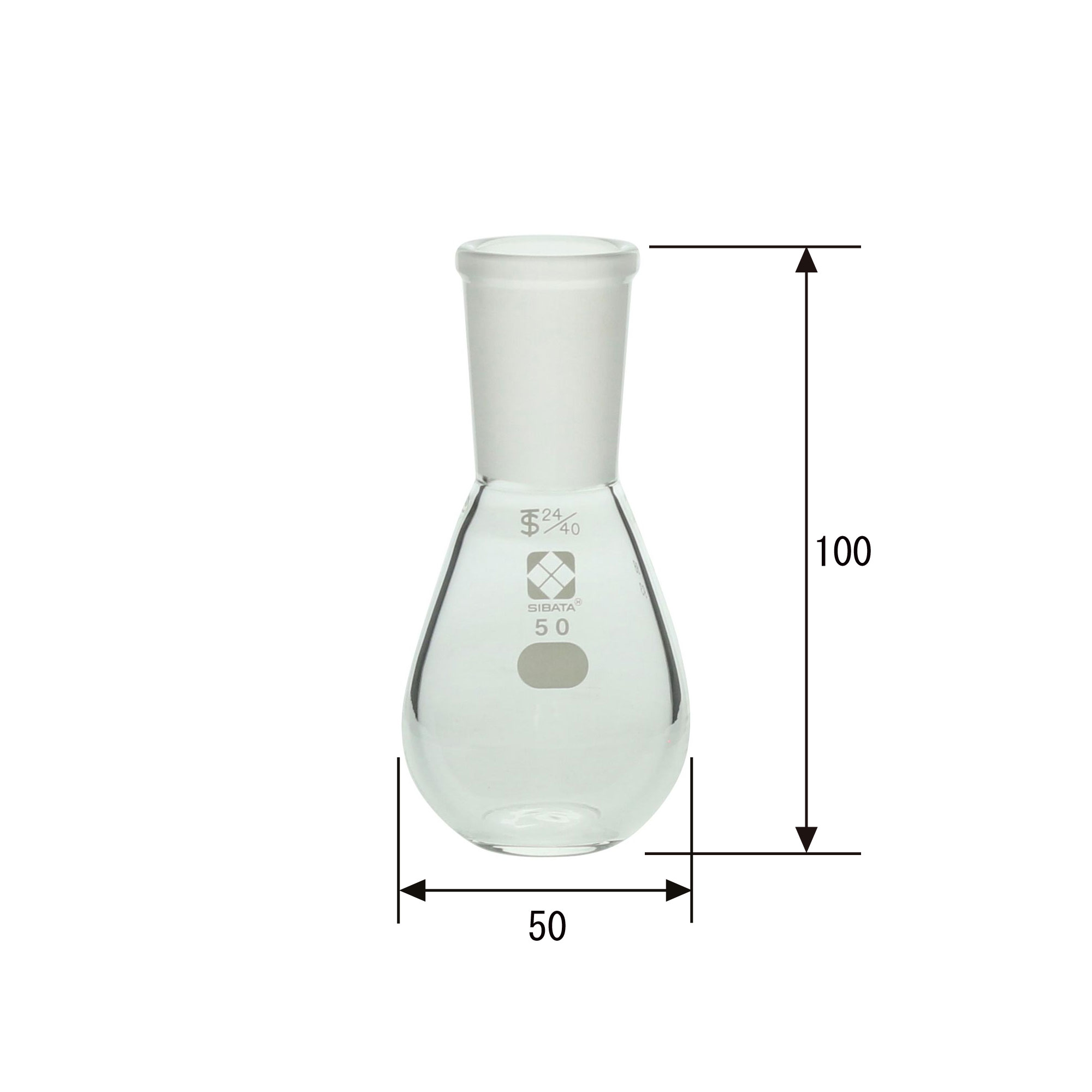 共通摺合平底ナス形フラスコ 50mL