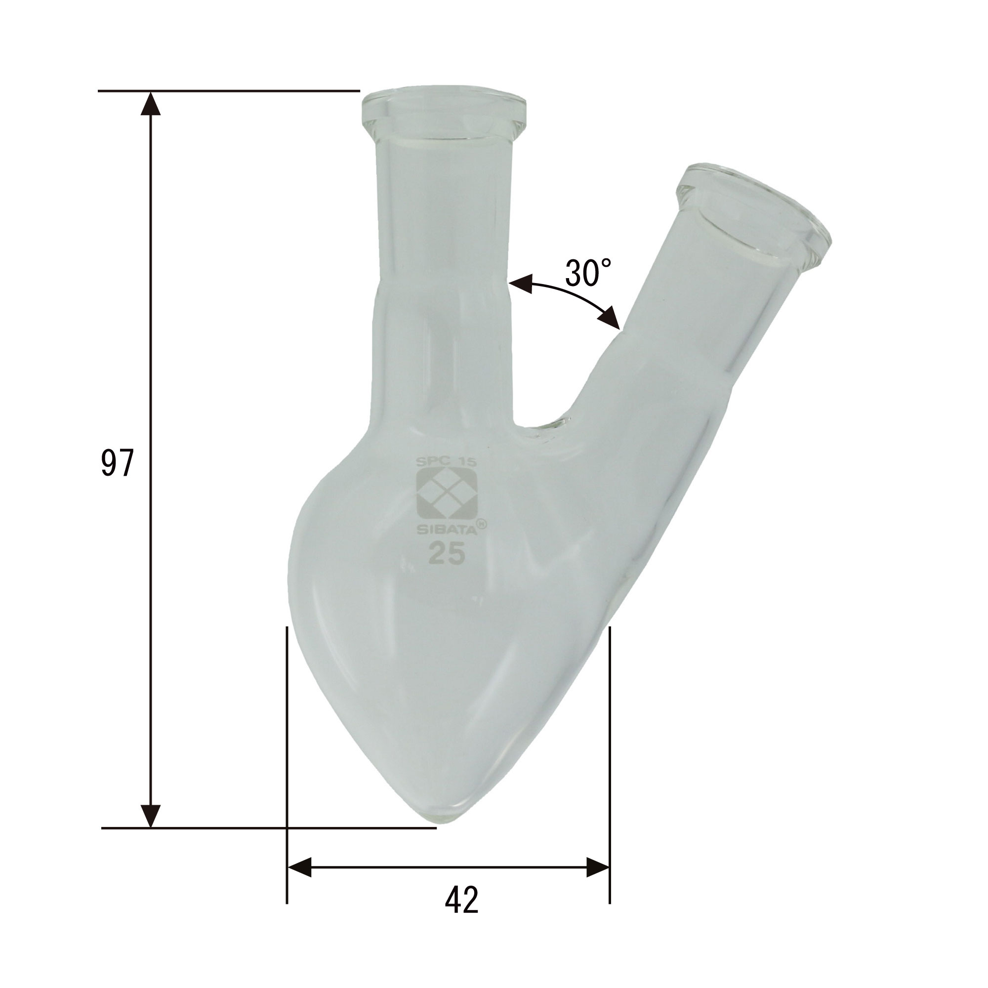 SPC二口梨形フラスコ 25mL