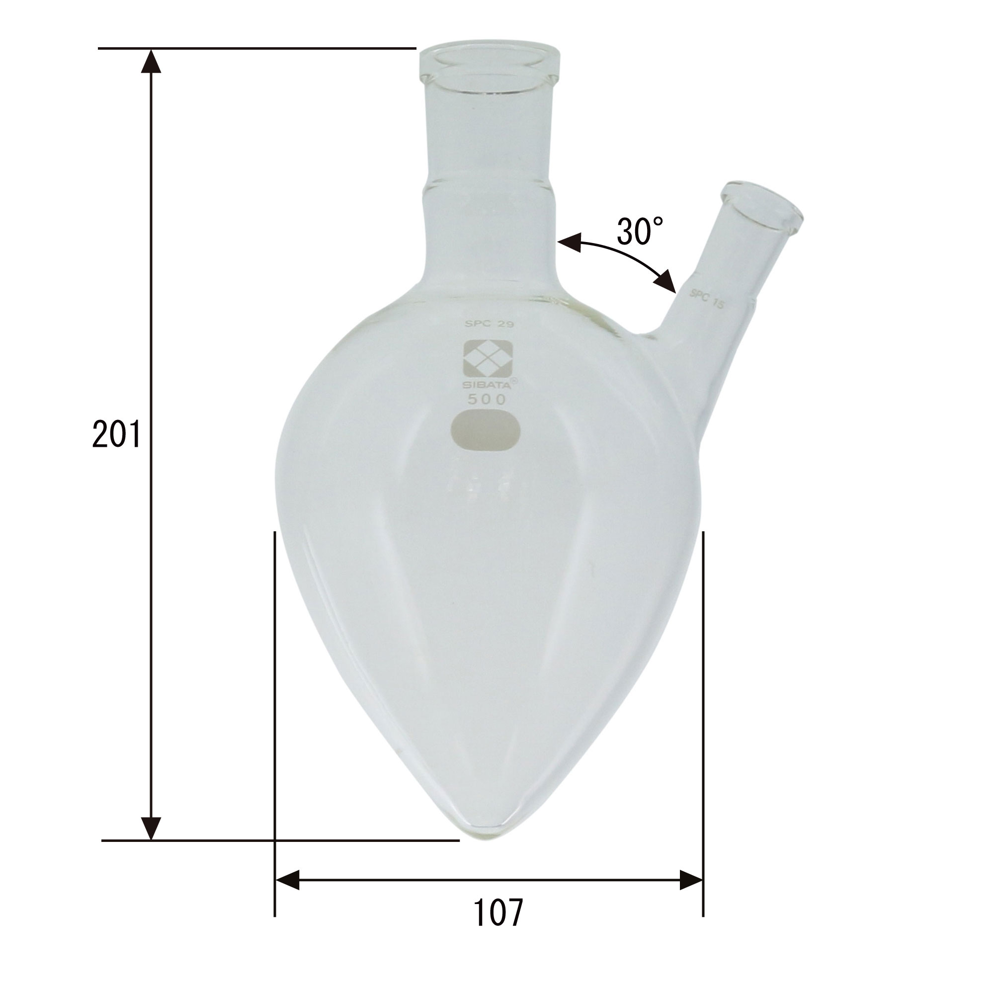 SPC二口梨形フラスコ 500mL