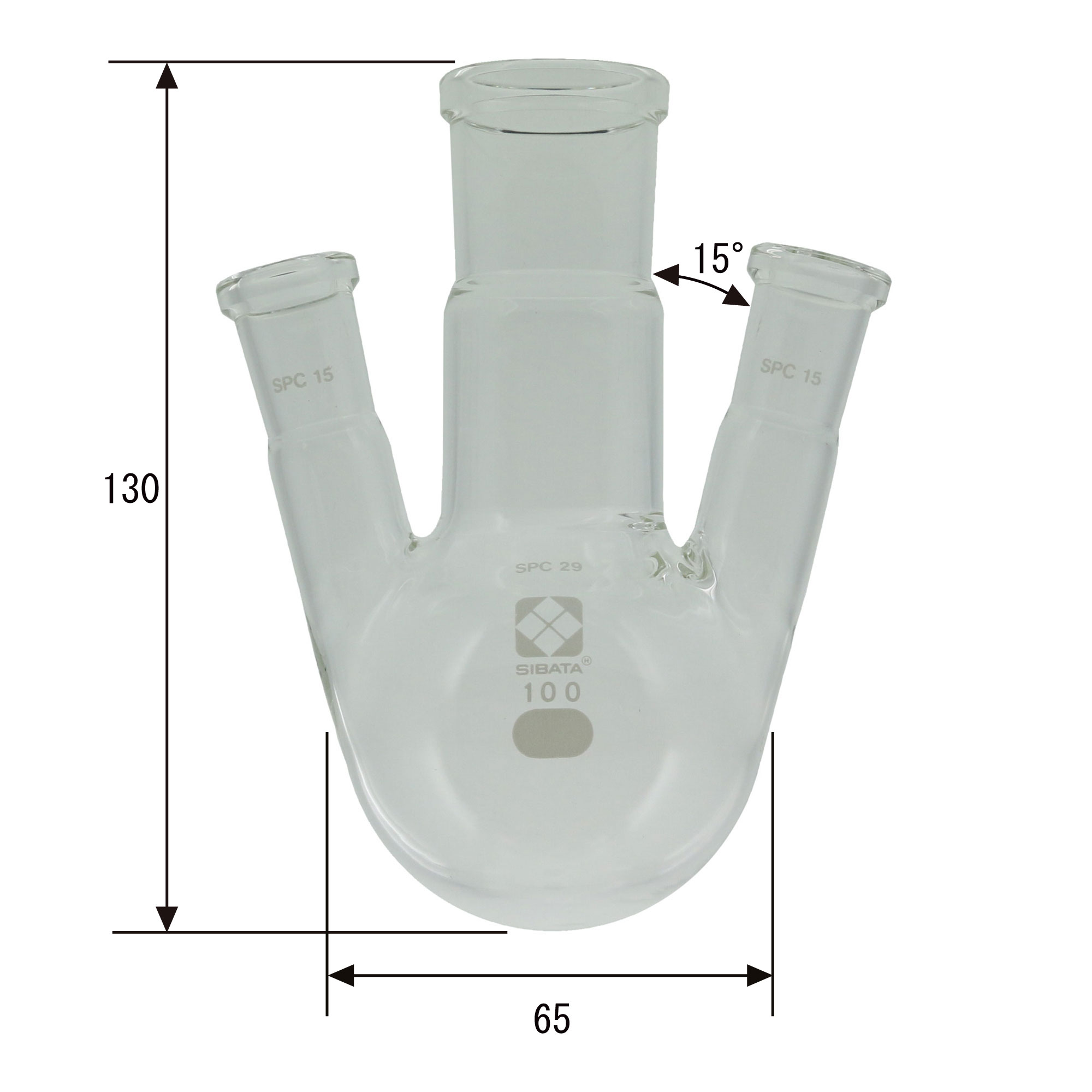 SPC三口丸底フラスコ 100mL