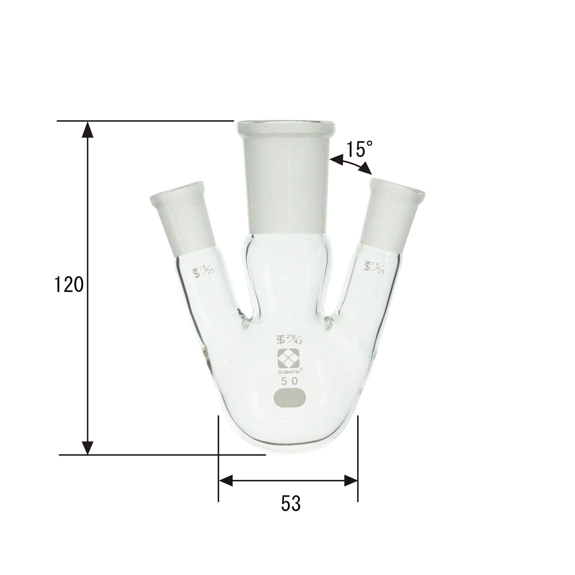 共通摺合三口丸底フラスコ 50mL
