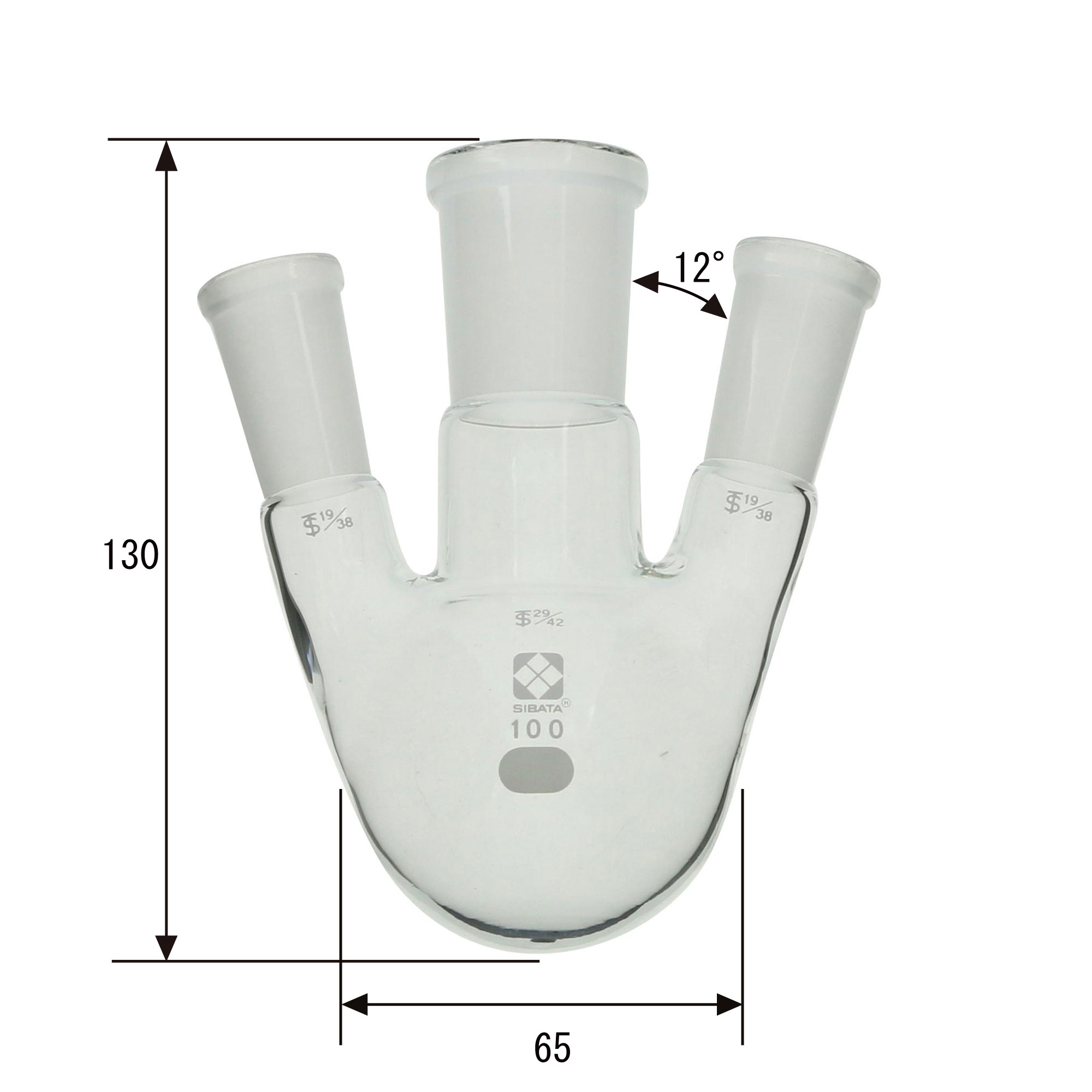 共通摺合三口丸底フラスコ 100mL