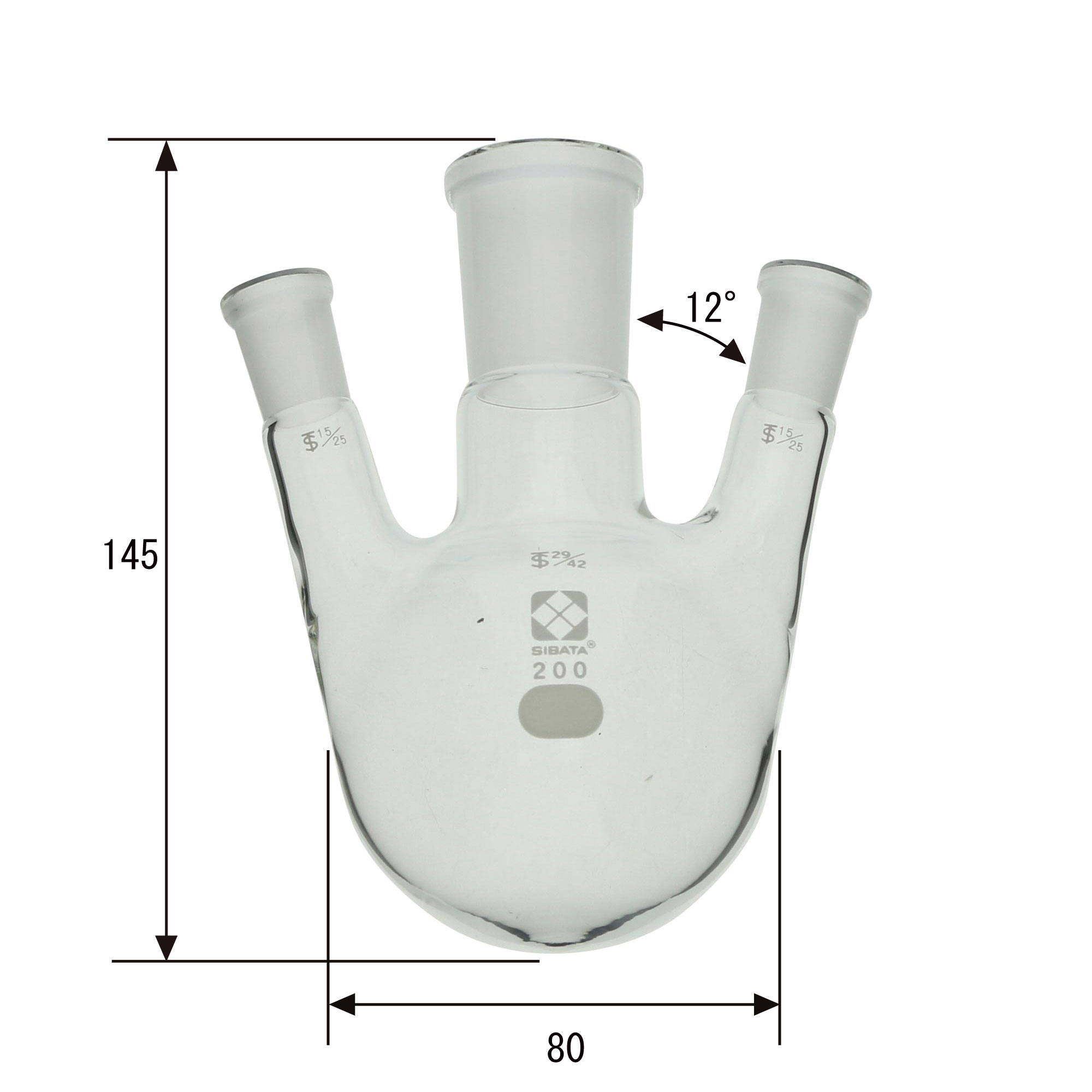 共通摺合三口丸底フラスコ 200mL