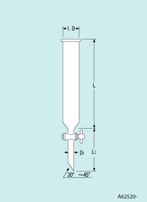 クロマトカラム PTFEコック TO-83型 内径83mm 長サ400~700mm