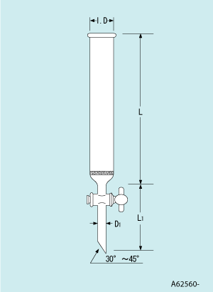 クロマトカラム PTFEコック ガラスフィルター付 GT-83型 内径83mm 長サ400~700mm