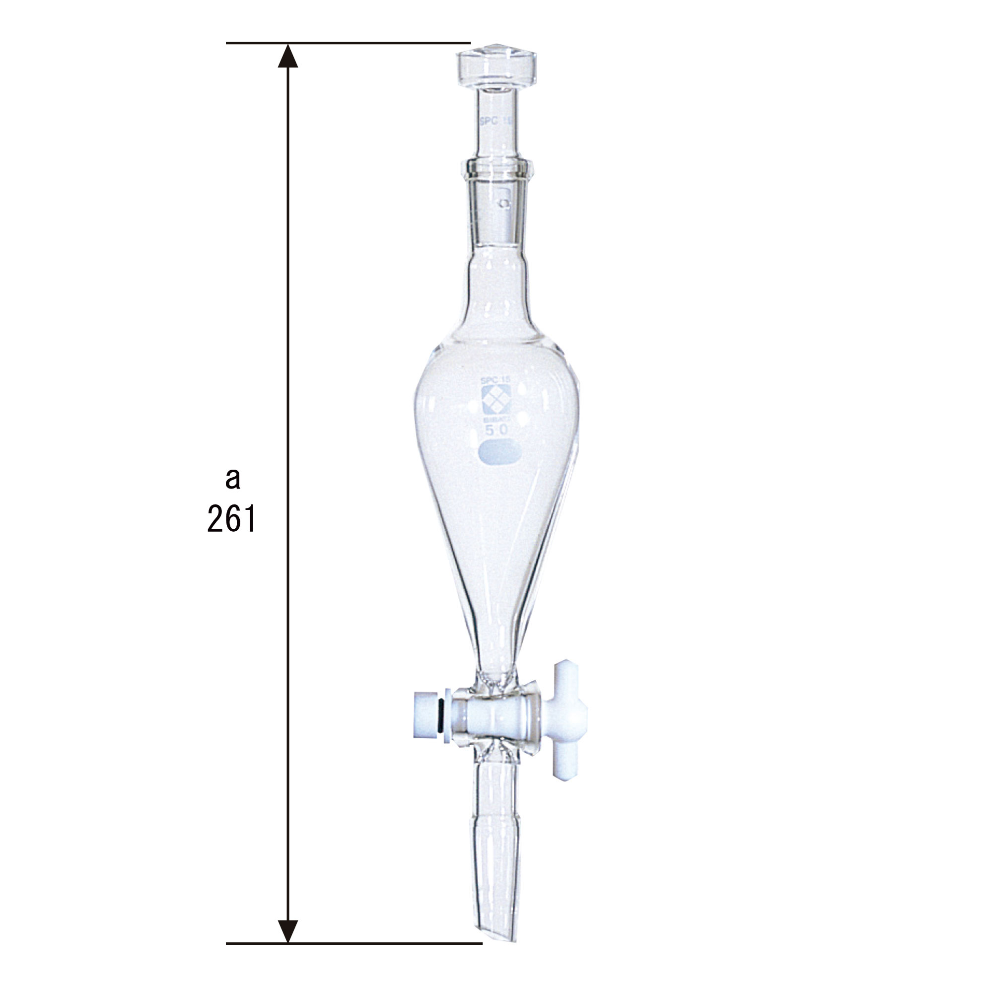 SPC分液ロート スキーブ形 PTFEコック付 50mL