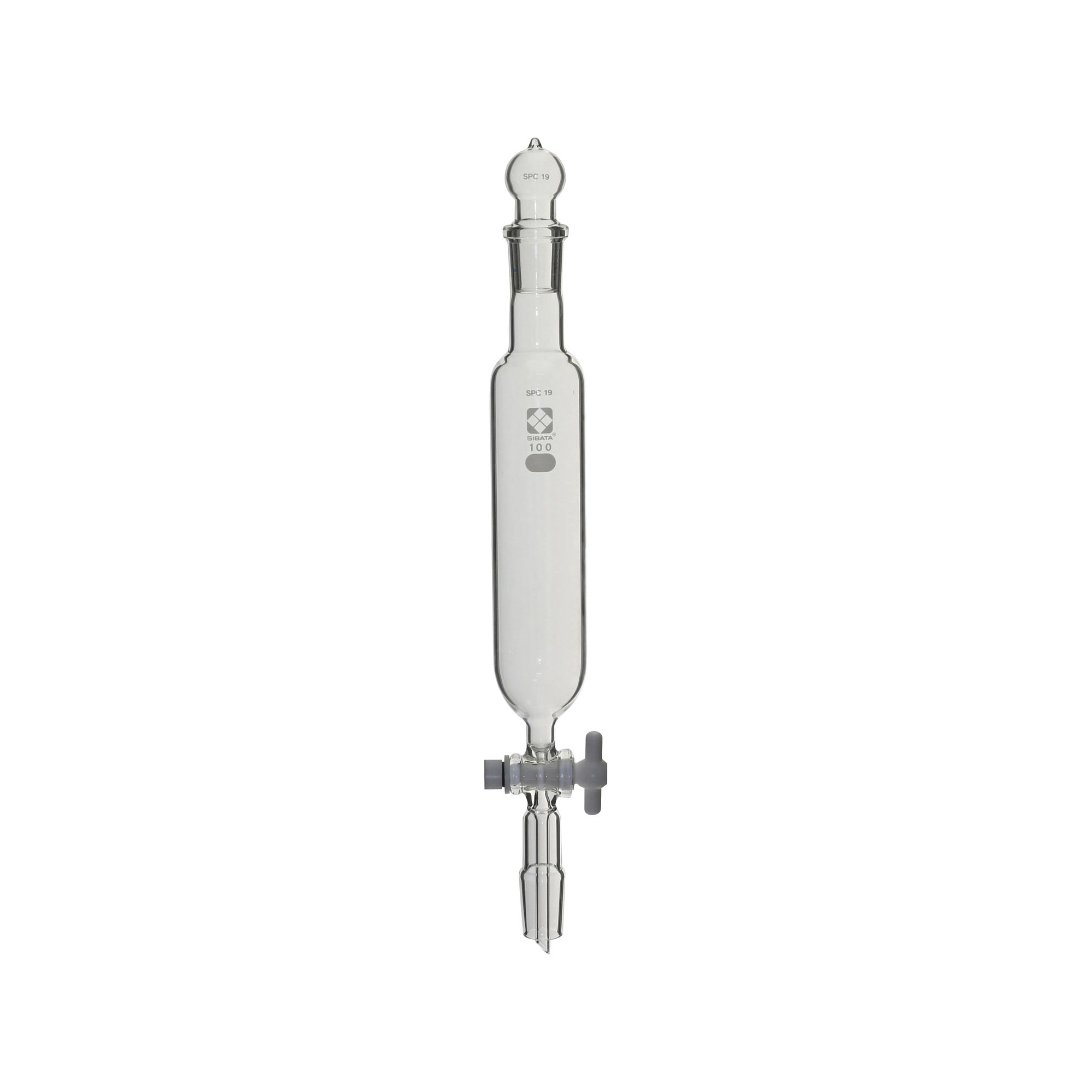 SPC分液ロート 円筒形 PTFEコック付 100mL