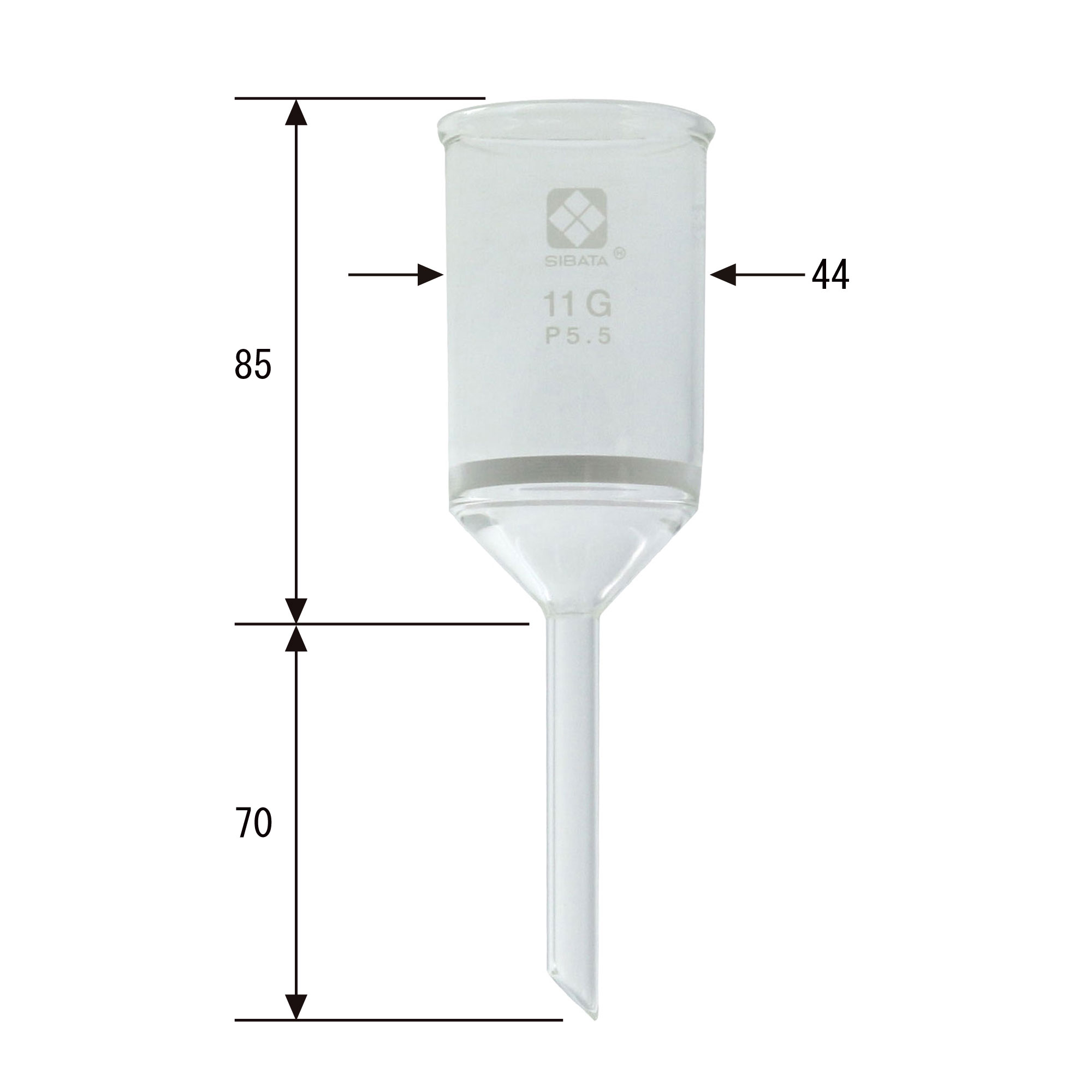 ガラスろ過器 11G 円筒ロート形 11GP5.5