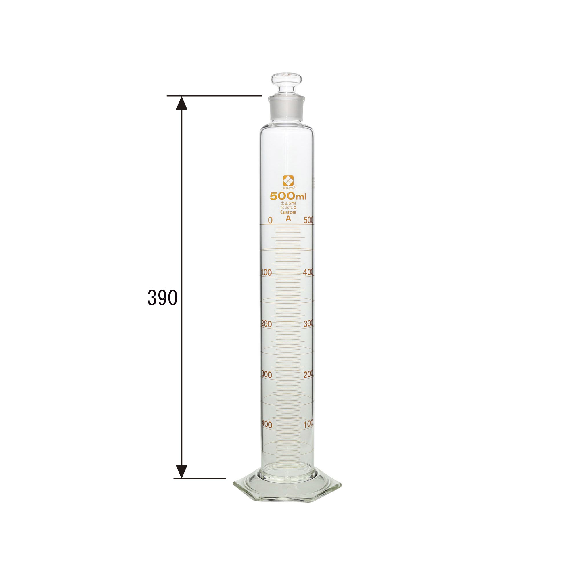 有栓メスシリンダー カスタムA 500mL
