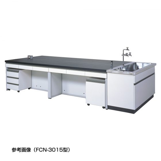 中央実験台 スチールフレーム製(ワゴンユニット・側面流し台付) FCNシリーズ FCN-2412型