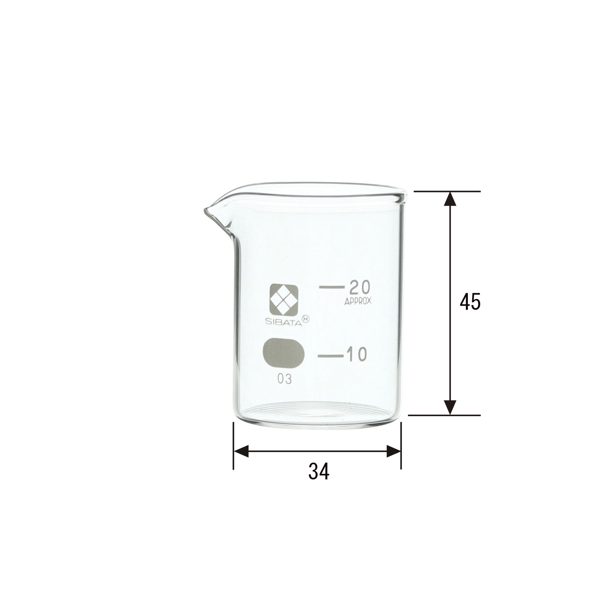 ビーカー 目安目盛付 20mL