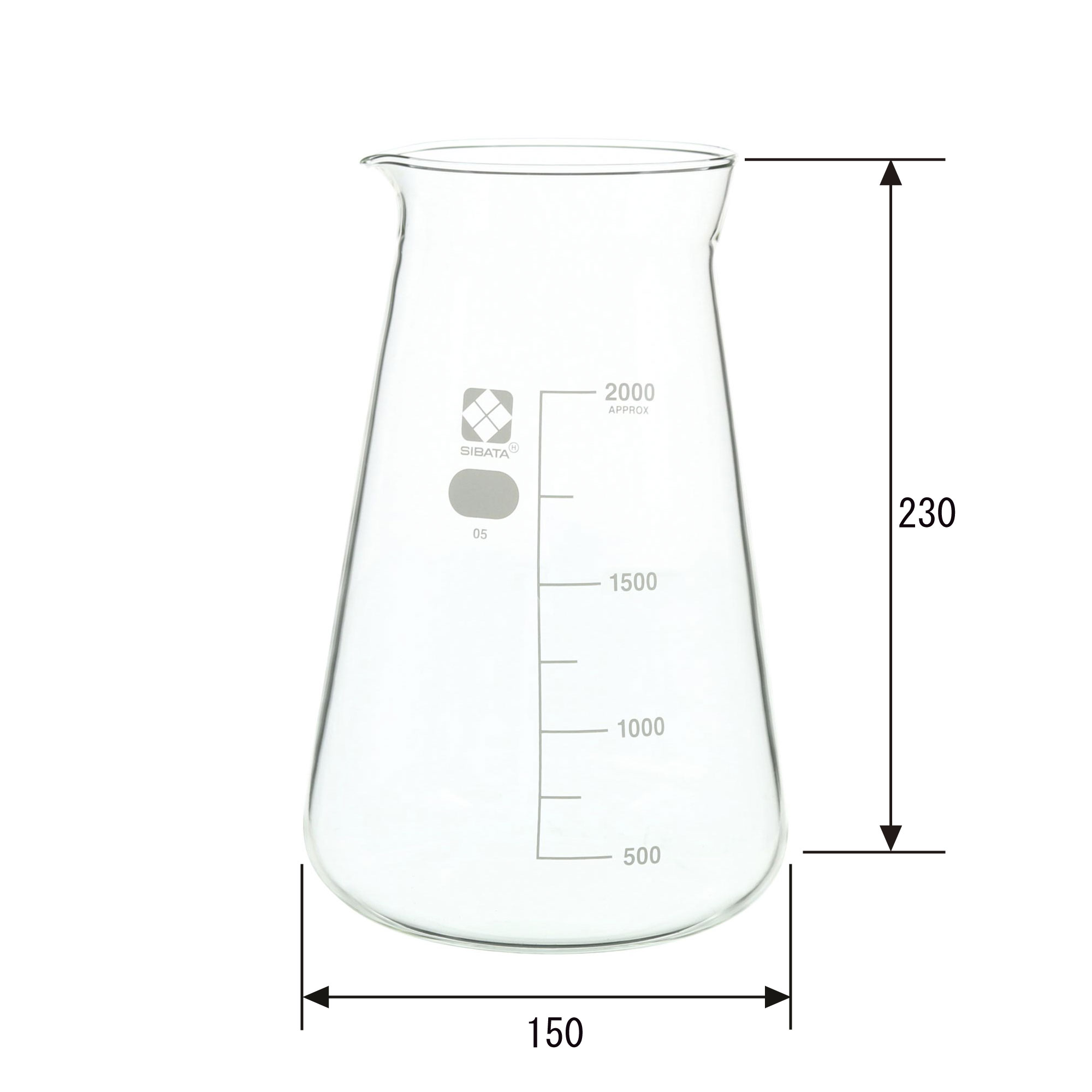 コニカルビーカー 目安目盛付 2000mL