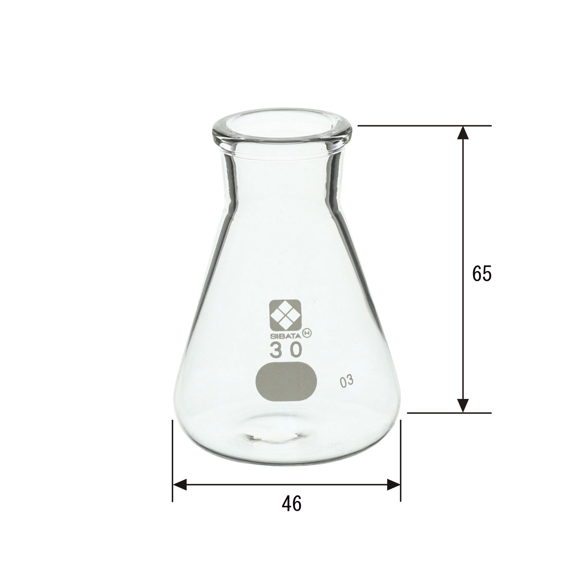 三角フラスコ 目安目盛付 30mL