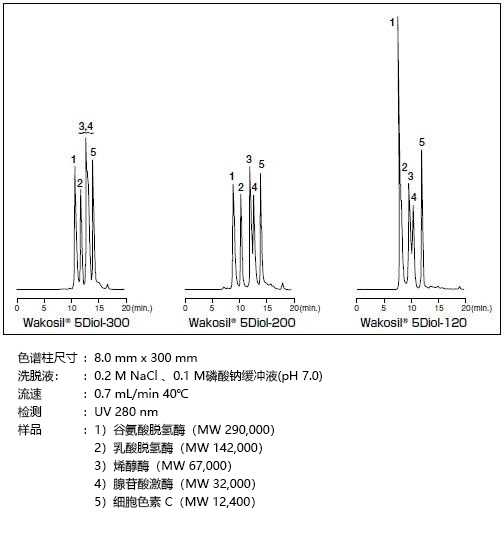 Wakopak® Wakosil®  5Diol 系列                              尺寸排阻色谱柱