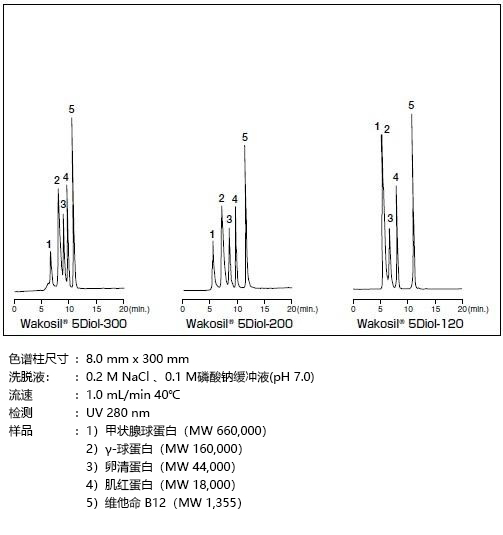 Wakopak® Wakosil®  5Diol 系列                              尺寸排阻色谱柱